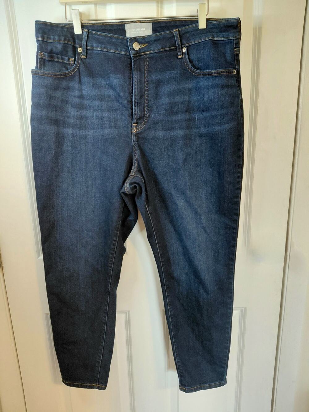 Everlane The Curvy Authentic Stretch High-Rise Skinny Jean Dark Wash Sz 35 Crop